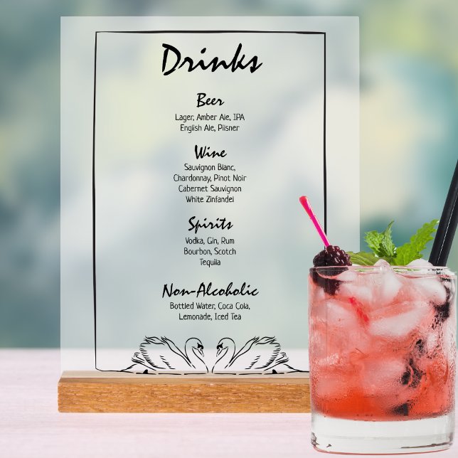 Señal Acrílica Sencilla Moda inmadura Barra de cisne Bebidas Boda (Subido por el creador)