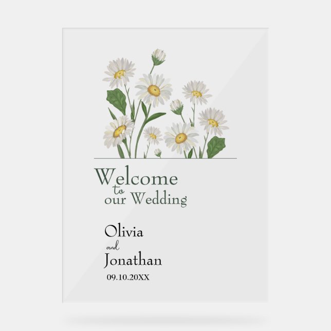 Señal Acrílica Sencillo Jardín Silvestre Daisy (Anverso)