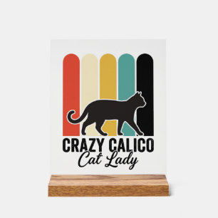 Señal Acrílica Señora Gata Calico Loca Diseño Retro Vintage de Ga