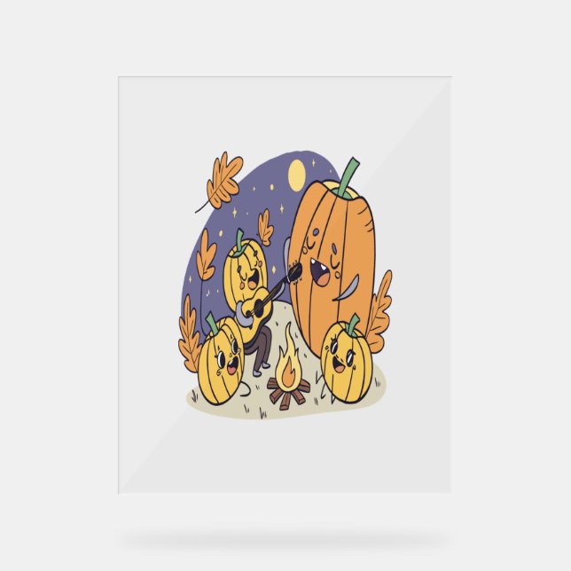 Señal Acrílica Serenade la Campfire de calabaza (Anverso)