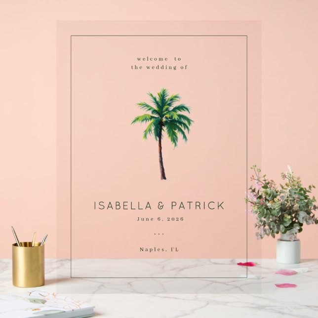 Señal Acrílica Serene Tropical Palm Tree (Boda)