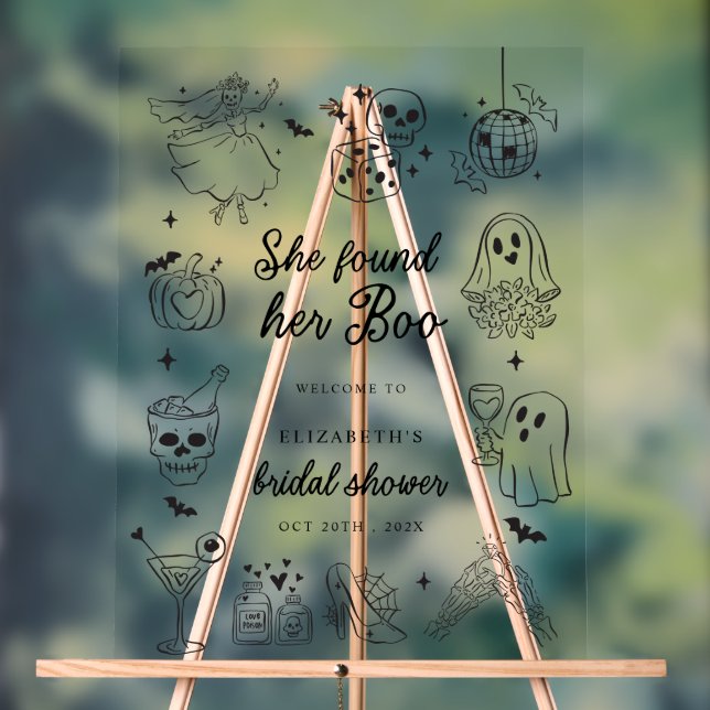 Señal Acrílica She Found Her Boo Bridal Shower Welcome Sign (Neutral )