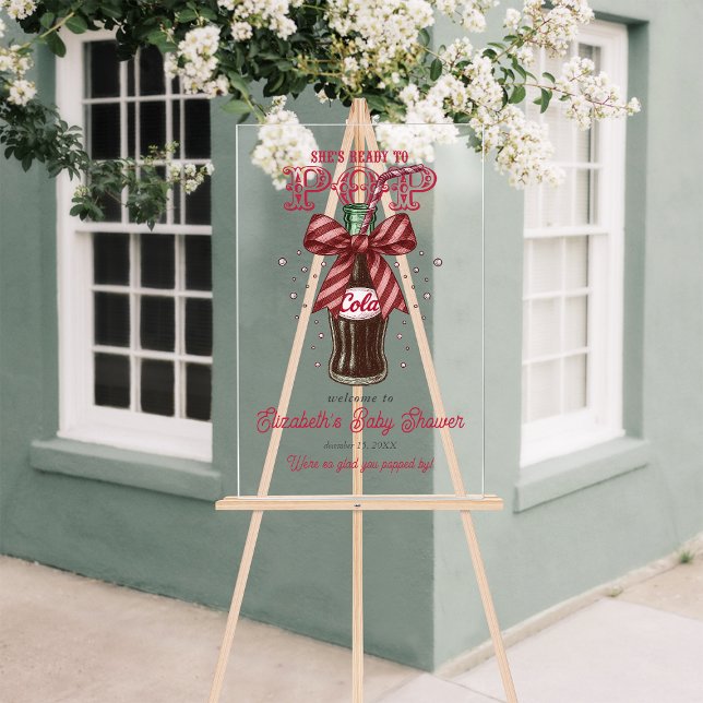 Señal Acrílica She’s Ready to Pop Cola Bottle Baby Shower Welcome (She’s Ready to Pop Cola Bottle Baby Shower Welcome Acrylic Sign)