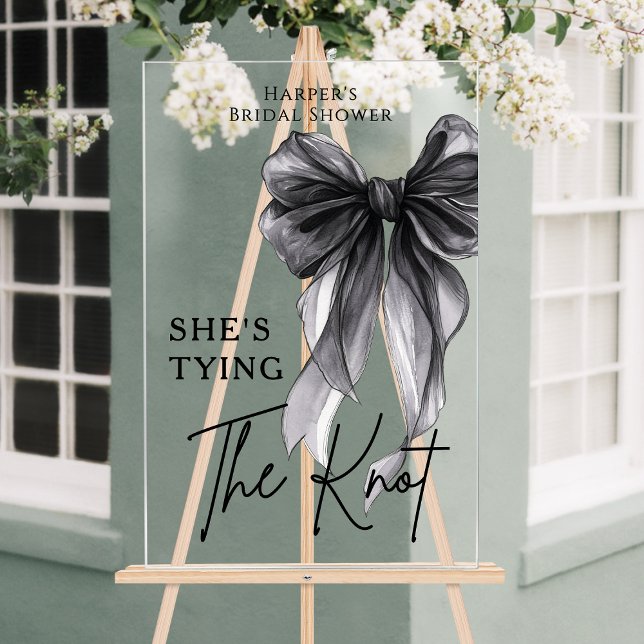 Señal Acrílica She's Tying The Knot Black Bow Welcome Sign (Subido por el creador)