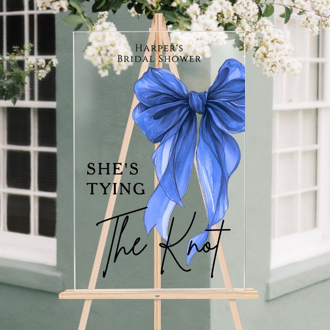 Señal Acrílica She's Tying The Knot Blue Bow Welcome Sign (Subido por el creador)