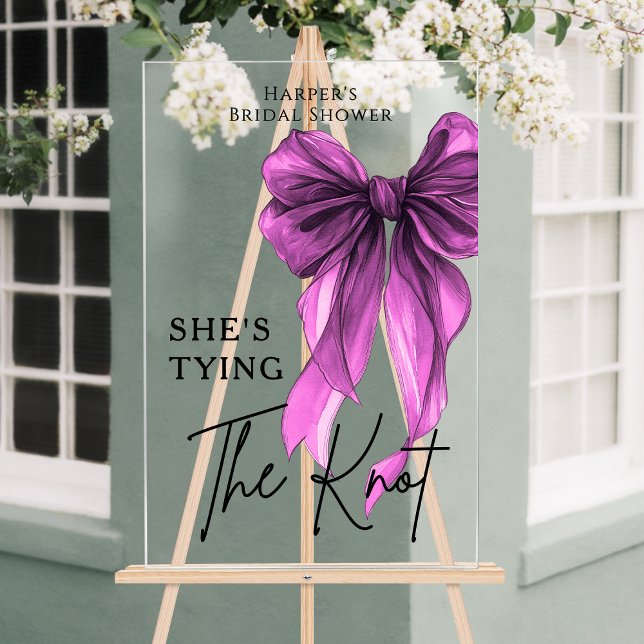 Señal Acrílica She's Tying The Knot Purple Bow Welcome Sign (Subido por el creador)