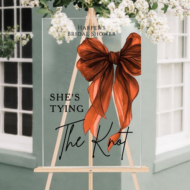 Señal Acrílica She's Tying The Knot Rust Orange Bow Welcome Sign (Subido por el creador)