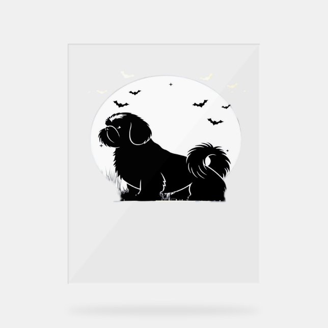 Señal Acrílica Shih Tzu Dog - Halloween Moon Silhouette Classic T (Anverso)