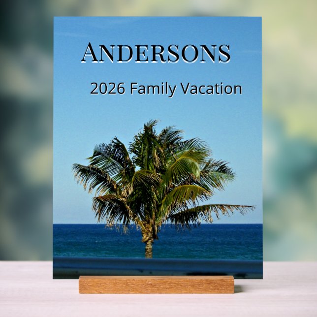 Señal Acrílica Shoreline Palm Vista | Family Name & Trip Year (Neutral )