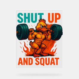 Señal Acrílica Shut Up And Squat