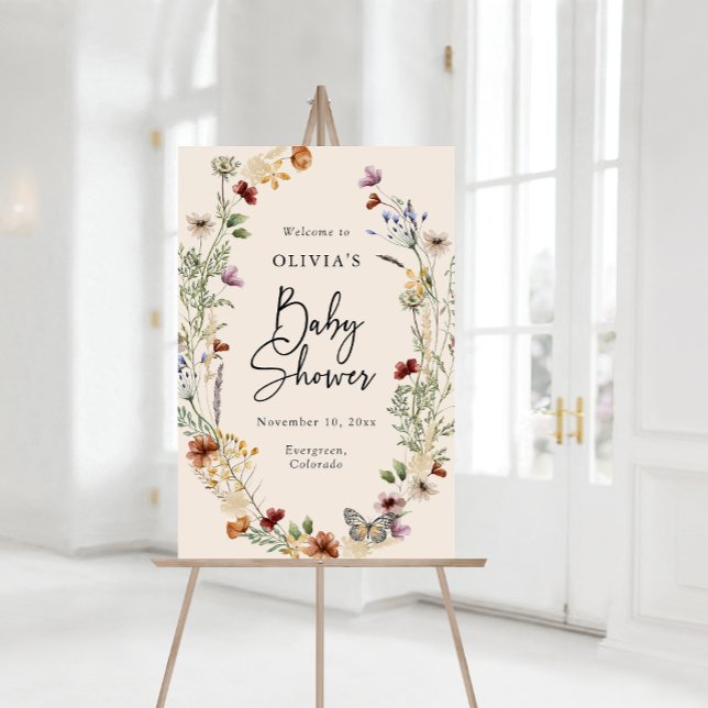 Señal Acrílica Signo acrílico de ducha de bebé boho (Boho Wildflowers Baby Shower Welcome Sign by Painted Paperie
)