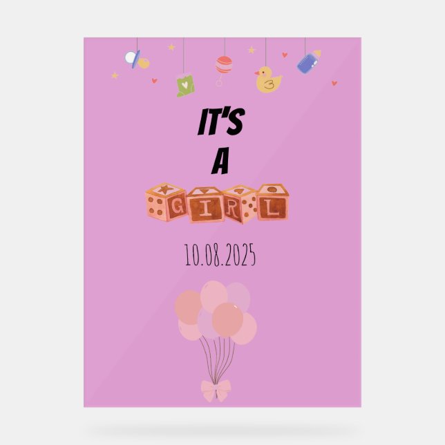 Señal Acrílica Signo acrílico de la ducha de bebé (Anverso)