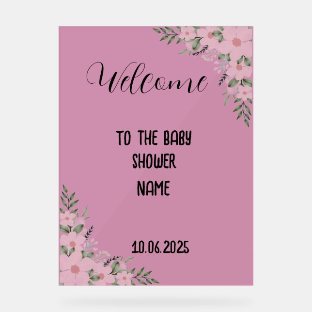 Señal Acrílica Signo acrílico de la ducha de bebé (Anverso)