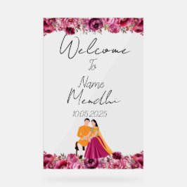 Señal Acrílica Signo acrílico de Mendhi floral