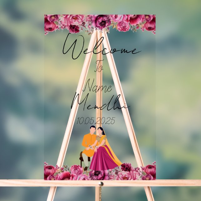 Señal Acrílica Signo acrílico de Mendhi floral (Neutral )