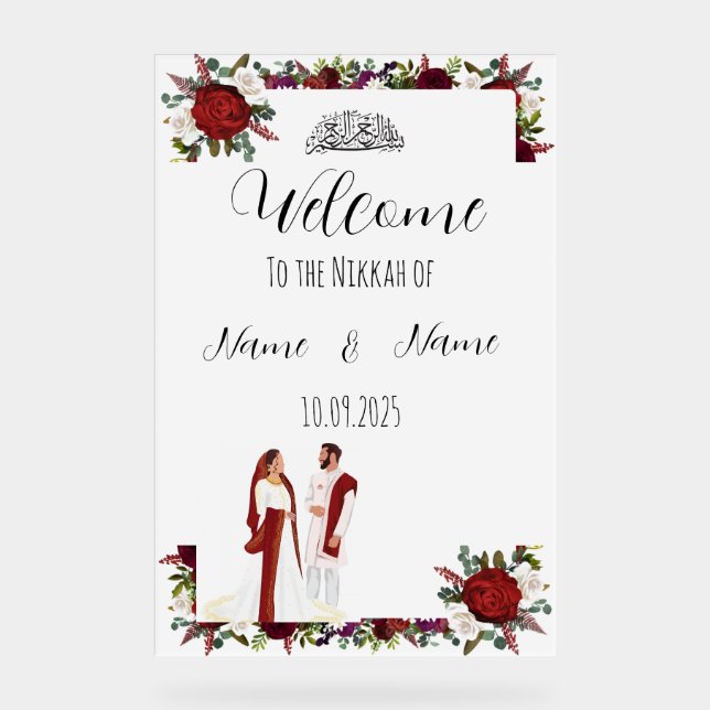 Señal Acrílica Signo acrílico Floral Nikkah (Anverso)