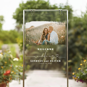 Señal Acrílica Signo de acrílico de bienvenida de boda con foto d