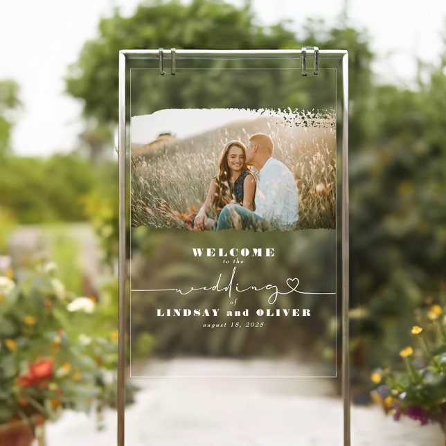 Señal Acrílica Signo de acrílico de bienvenida de boda con foto d (Photo Welcome Sign)