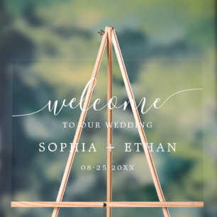 Señal Acrílica Signo de acrílico de bienvenida de boda minimalist