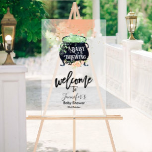 Señal Acrílica Signo de bienvenida acrílico   Baby Shower de Peac