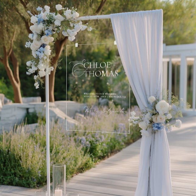Señal Acrílica Signo de bienvenida acrílico Boda mínimo moderno (Modern Minimal Wedding Acrylic Welcome Sign)