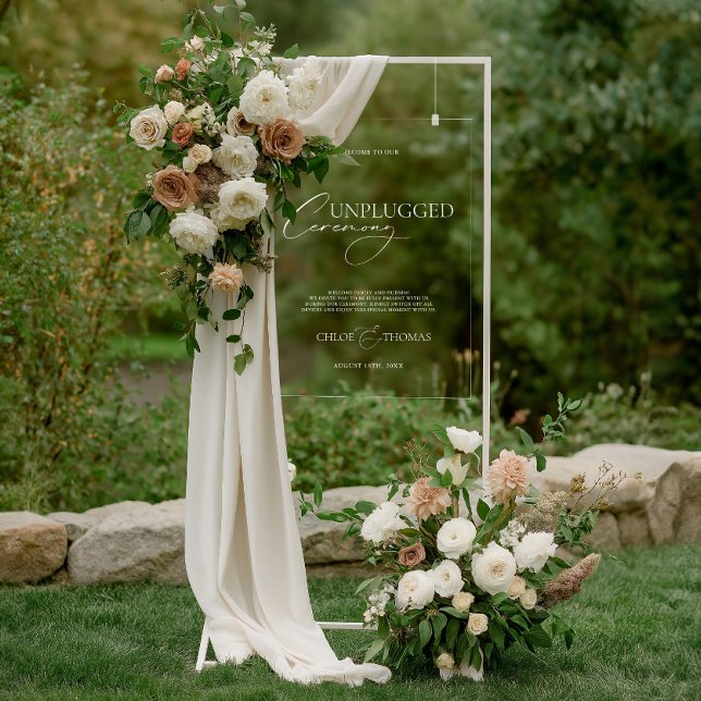 Señal Acrílica Signo de bienvenida acrílico de la ceremonia de de (Wedding Unplugged Ceremony Acrylic Welcome Sign)