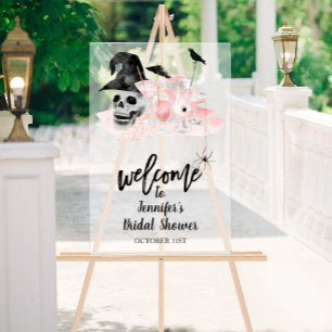 Señal Acrílica Signo de bienvenida acrílico   Halloween Bridal Sh