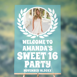 Señal Acrílica Signo de bienvenida Blue Acrylic Photo Sweet 16