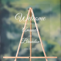 Signo de bienvenida boda Rótulo acrílico transpare