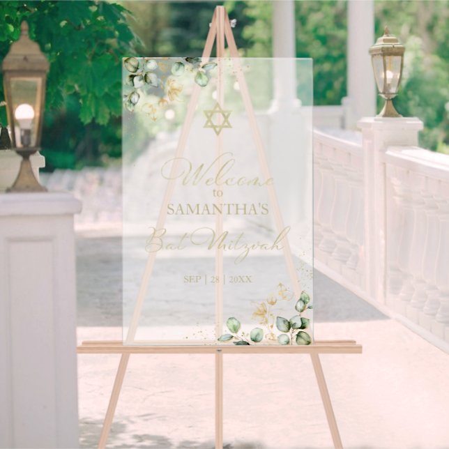 Señal Acrílica Signo de bienvenida de Acrylon Bat Mitzvah | Eucal (Subido por el creador)