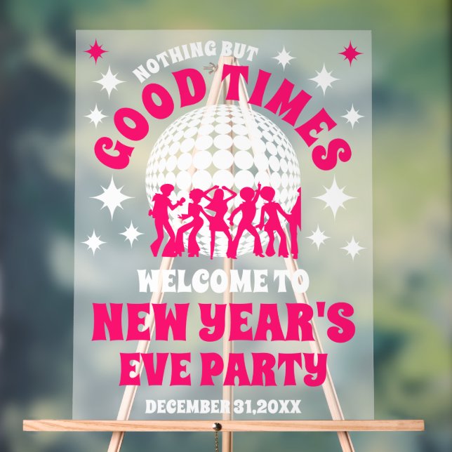 Señal Acrílica Signo de bienvenida de Año Nuevo acrílico escarcha (Neutral )