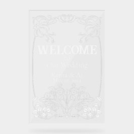 Señal Acrílica Signo de bienvenida de Art Nouveau Boda