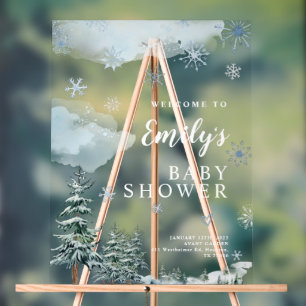 Señal Acrílica Signo de bienvenida de Baby Shower de invierno, Ba