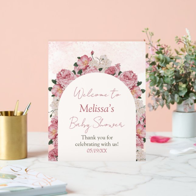 Señal Acrílica Signo de bienvenida de Baby Shower floral acrílico (Boda)