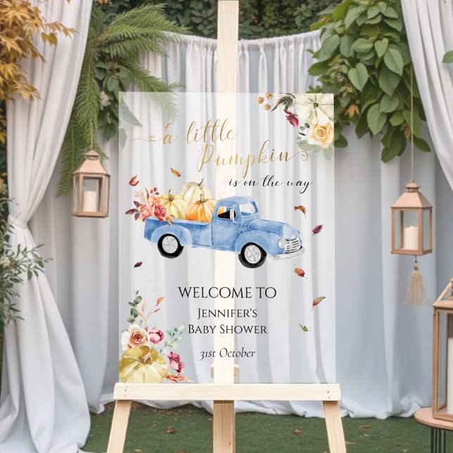 Señal Acrílica Signo de bienvenida de Baby Shower para calabaza p (Subido por el creador)