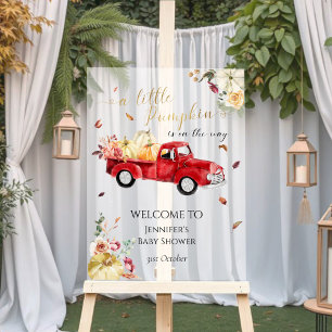 Señal Acrílica Signo de bienvenida de Baby Shower para calabaza p