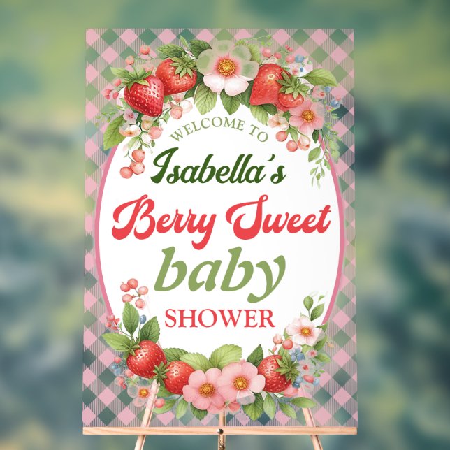 Señal Acrílica Signo de bienvenida de Berry Sweet Baby Shower (Neutral )