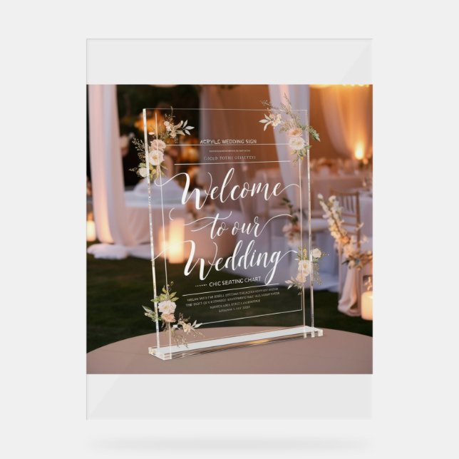 Señal Acrílica "Signo de bienvenida de Boda acrílico" (Anverso)