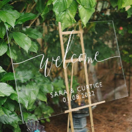 Señal Acrílica Signo de bienvenida de Boda acrílico con nombre y
