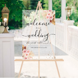 Señal Acrílica Signo de bienvenida de Boda acrílico escarpado | B