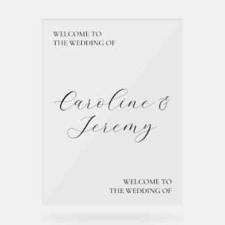 Señal Acrílica Signo de bienvenida de Boda acrílico limpio y mode