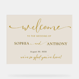 Señal Acrílica Signo de bienvenida de Boda acrílico minimalista