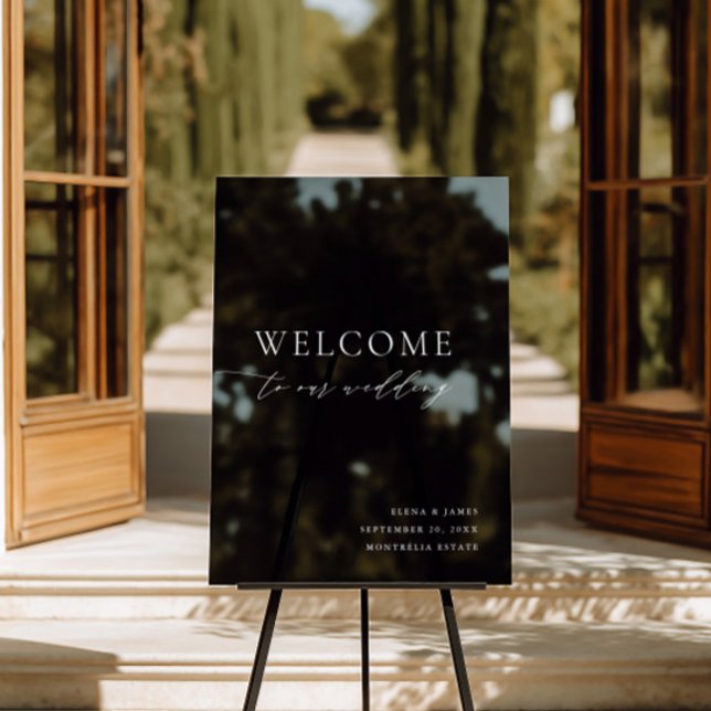 Señal Acrílica Signo de bienvenida de Boda blanco y negro acrílic (Acrylic Black & White Wedding Welcome Sign)