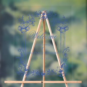 Señal Acrílica Signo de bienvenida de Boda floral vintage francés