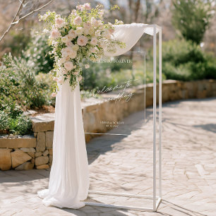 Señal Acrílica Signo de bienvenida de Boda mínimo acrílico modern