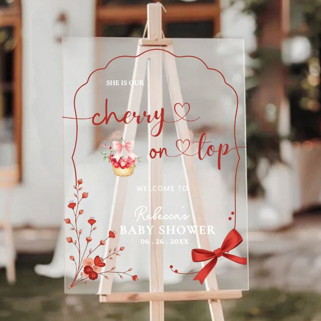 Señal Acrílica Signo de bienvenida de cereza en Baby Shower super (Subido por el creador)
