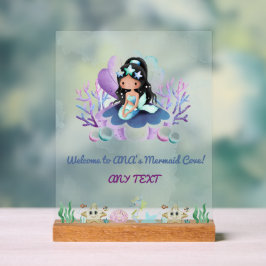 Señal Acrílica Signo de bienvenida de cumpleaños de Sirena mágica