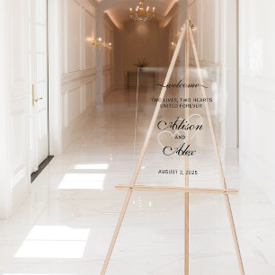 Señal Acrílica Signo de bienvenida de dos Bodas de guiones elegan