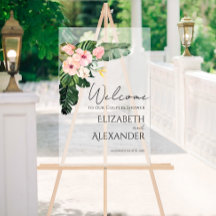 Signo de bienvenida de ducha de las parejas acríli