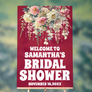 Señal Acrílica Signo de bienvenida de ducha de novia floral acríl